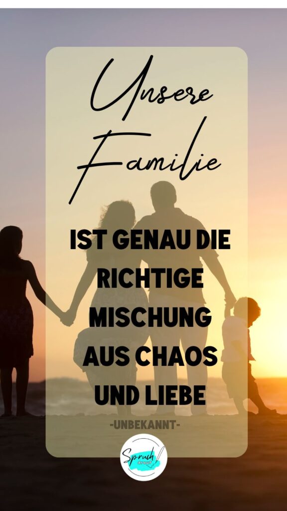 Hintergrund mit lustigem Spruch über das Thema Familie: "Unsere Familie ist genau die richtige Mischung aus Chaos und Liebe."
