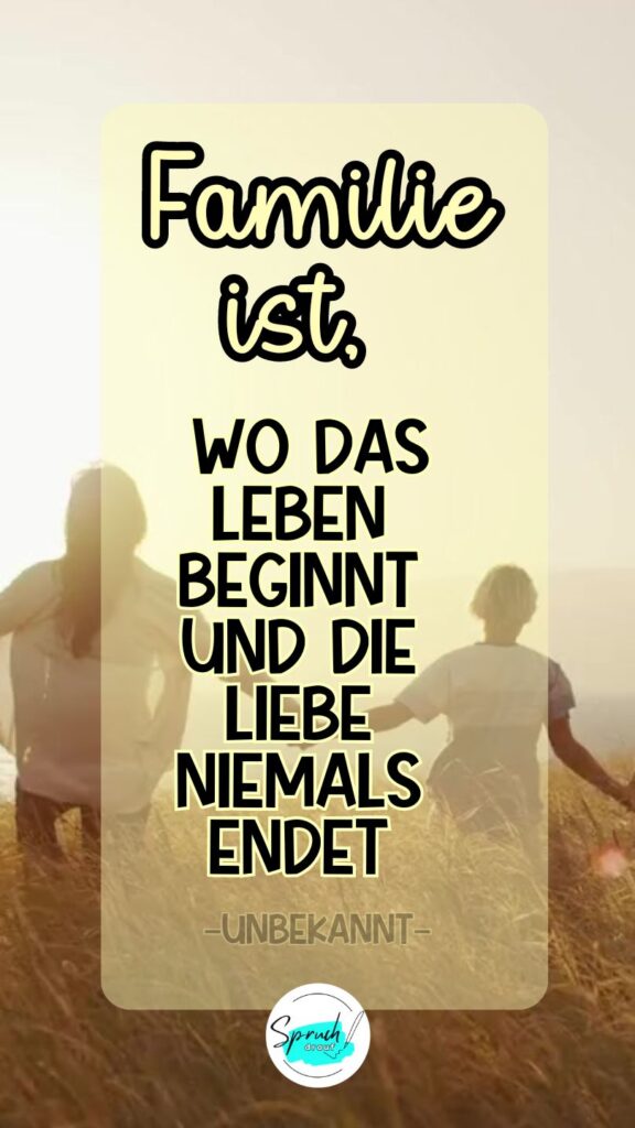 Hintergrundbild mit Spruch über Eltern und Kinder: "Familie ist, wo das Leben beginnt und die Liebe niemals endet."