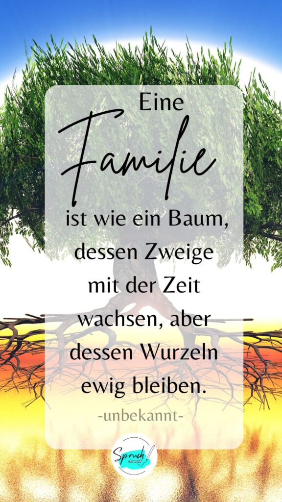 Hintergrundbild mit Spruch über Familie und zusammenhalt: "Familie ist wie ein Baum, dessen Zweige mit der Zeit wachsen, aber dessen Wurzeln ewig bleiben."