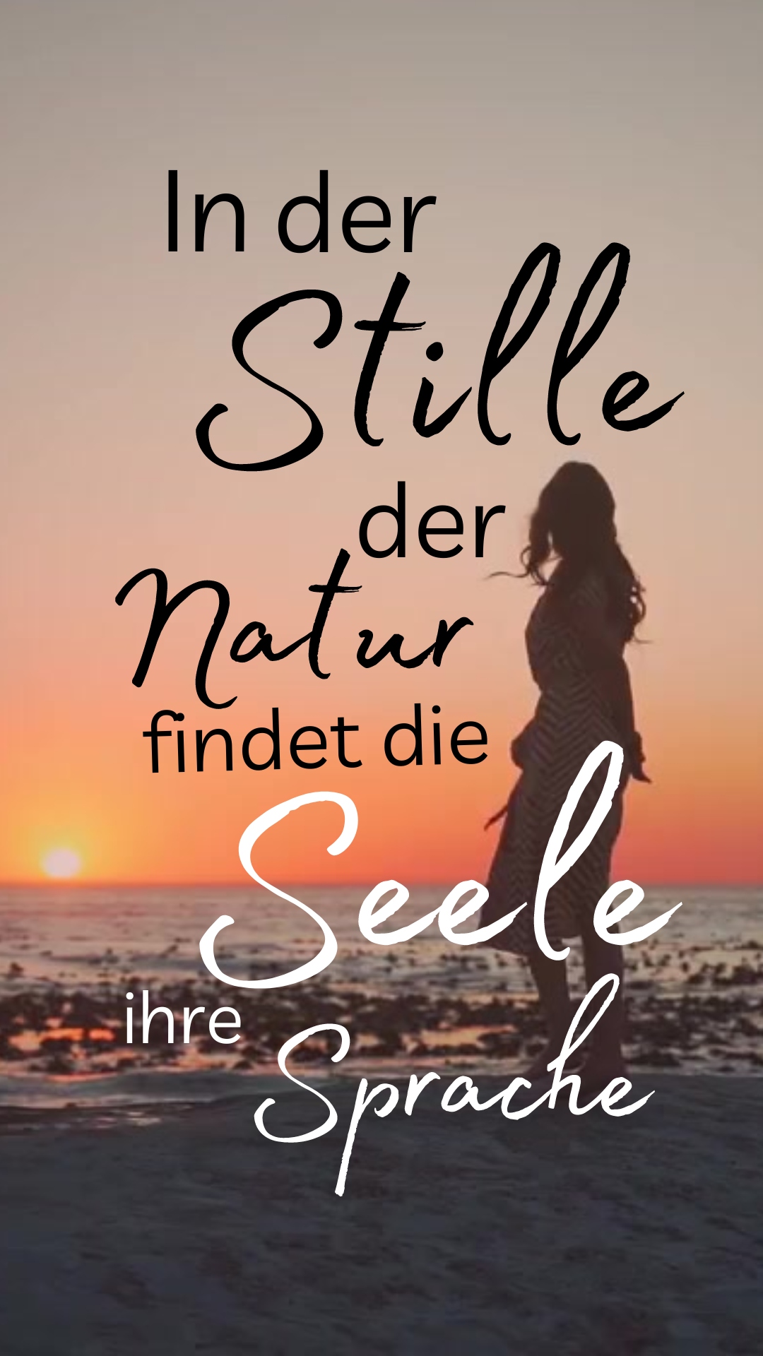 Hintergrundbild mit Spruch über die Seele: "In der Stille der Natur findet die Seele ihre Sprache."
