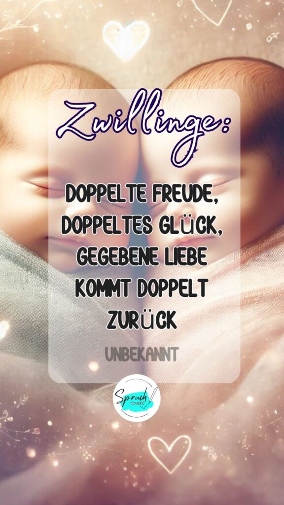 Hintergrundbild mit Glückwünschen zu Zwillingen: doppelte Freude, doppeltes Glück, gegebene Liebe kommt doppelt zurück