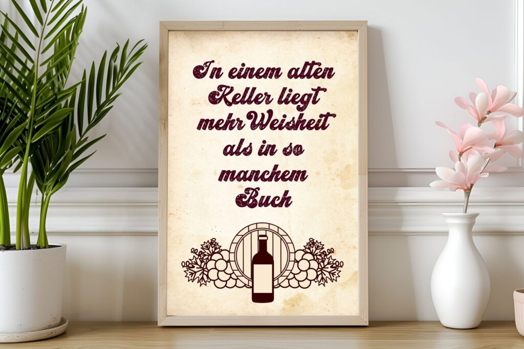 Bild mit Spruch: In einem alten Keller liegt mehr Weisheit als in so manchem Buch.
