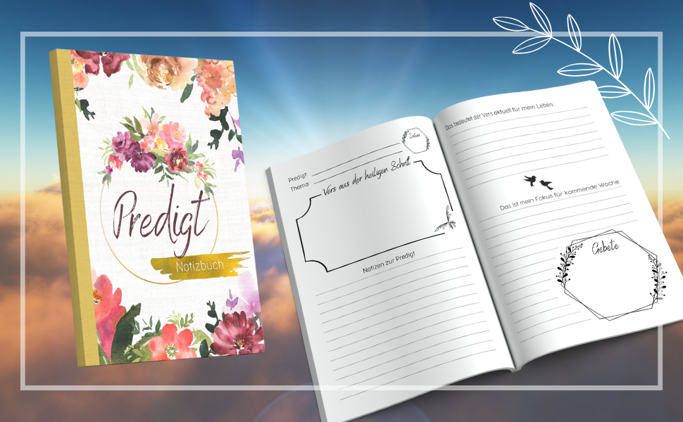 Florales Predigt-Notizbuch für Bibelverse & Gedanken zu Gottesdiensten