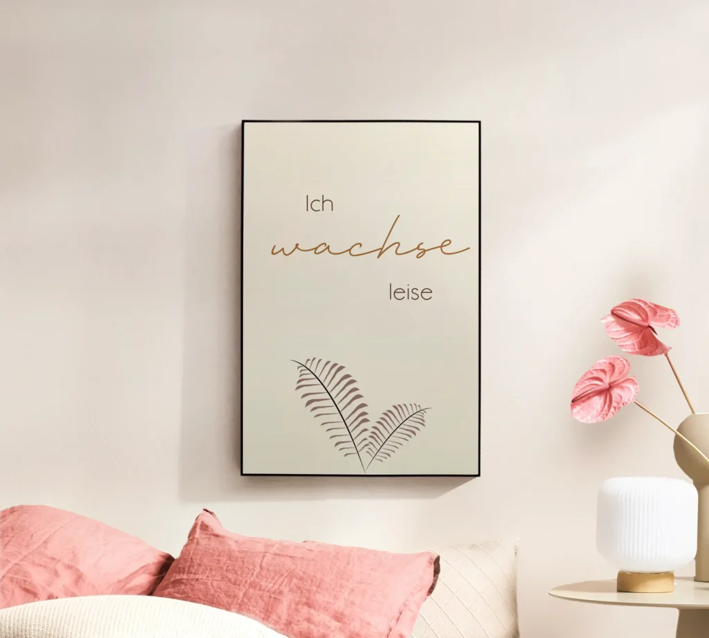 Poster „Ich wachse leise“ – minimalistisches Boho-Wandbild mit Pflanzenmotiv