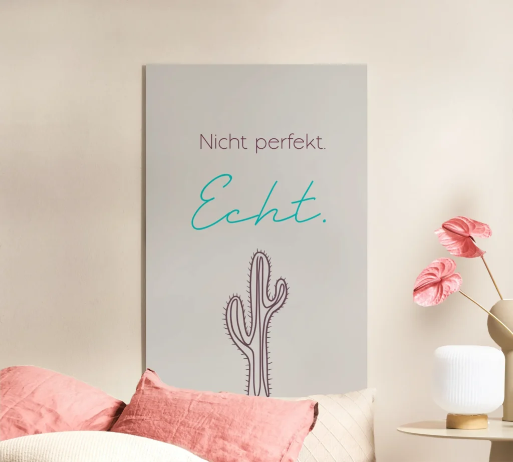 Boho Poster „Nicht perfekt. Echt.“ – minimalistisches Wandbild für Authentizität