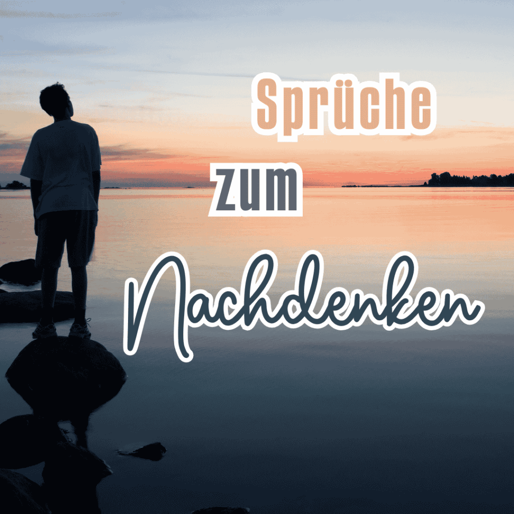 Titelbild Sprüche zum Nachdenken: Person am See bei Sonnenuntergang – ruhige Atmosphäre zum Innehalten.