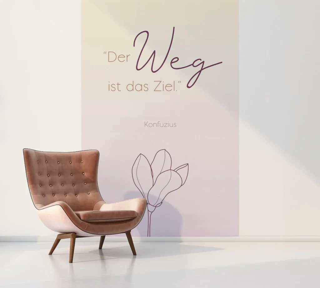 Boho Poster mit dem Spruch „Der Weg ist das Ziel – minimalistisches Wandbild für Achtsamkeit & Selbstliebe