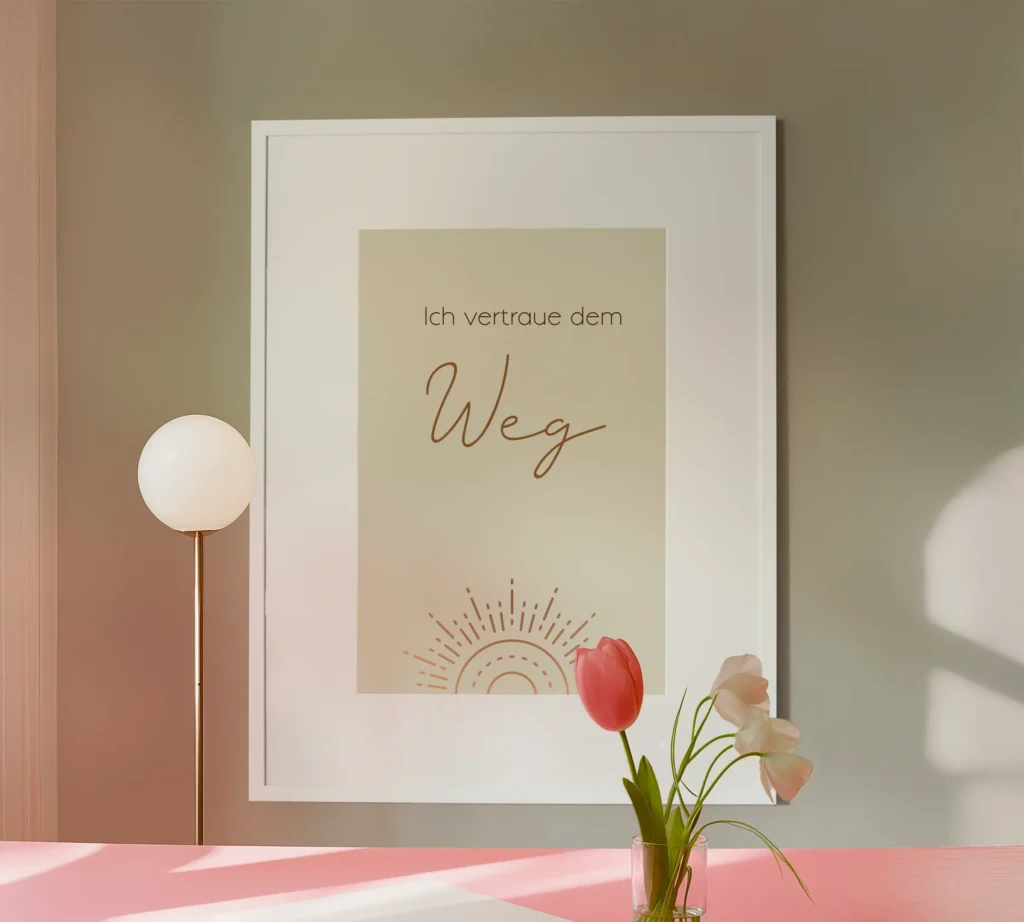 Boho Poster mit dem Spruch „Vertraue dem Weg– minimalistisches Wandbild für Achtsamkeit & Selbstliebe