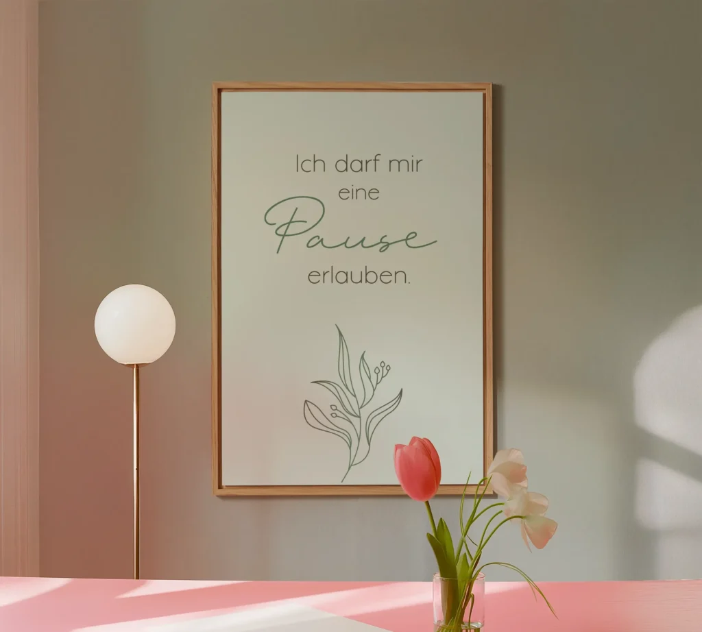 Ich darf Pausen machen! Ein minimalistisches Boho Wandbild.