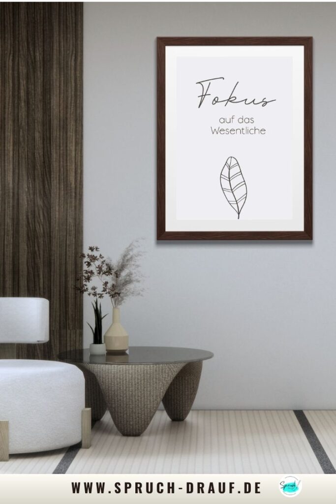Minimalistisches Poster „Fokus auf das Wesentliche“ für Klarheit im Alltag