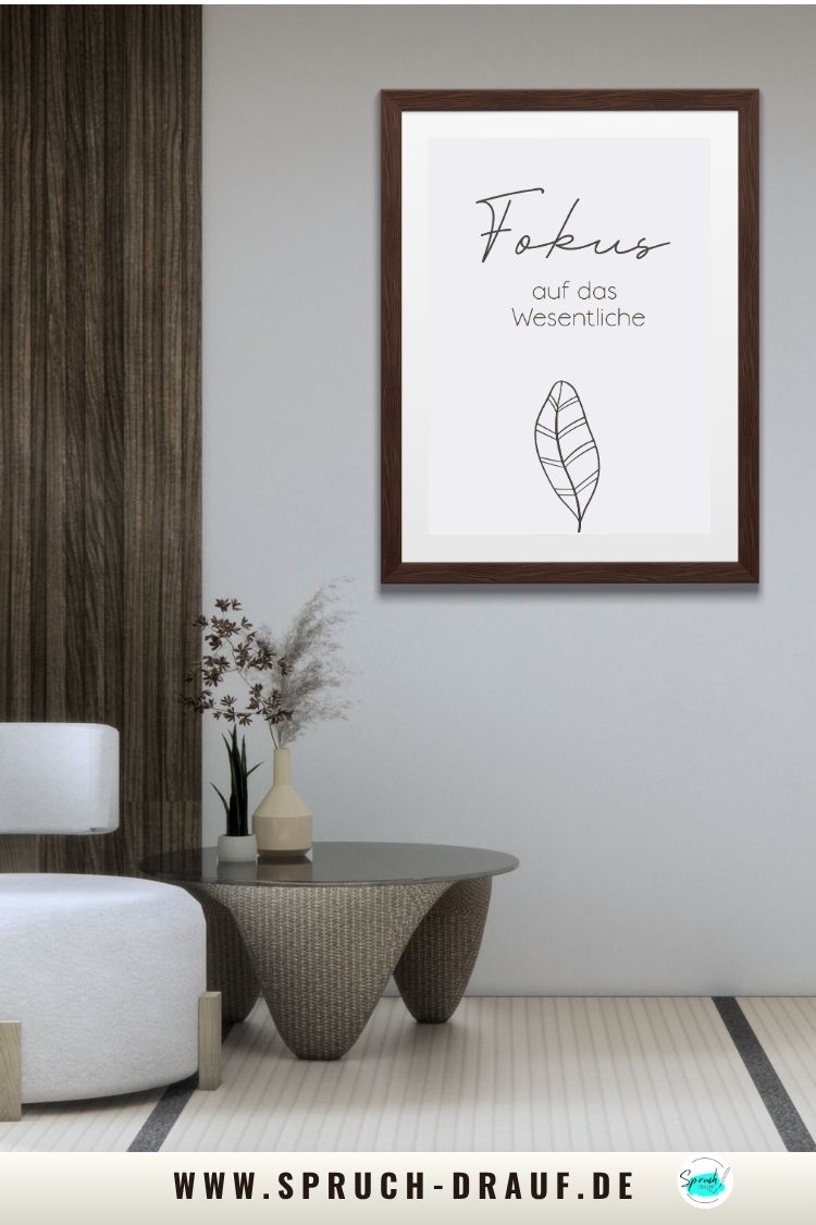 Minimalistisches Poster „Fokus auf das Wesentliche“ für Klarheit im Alltag