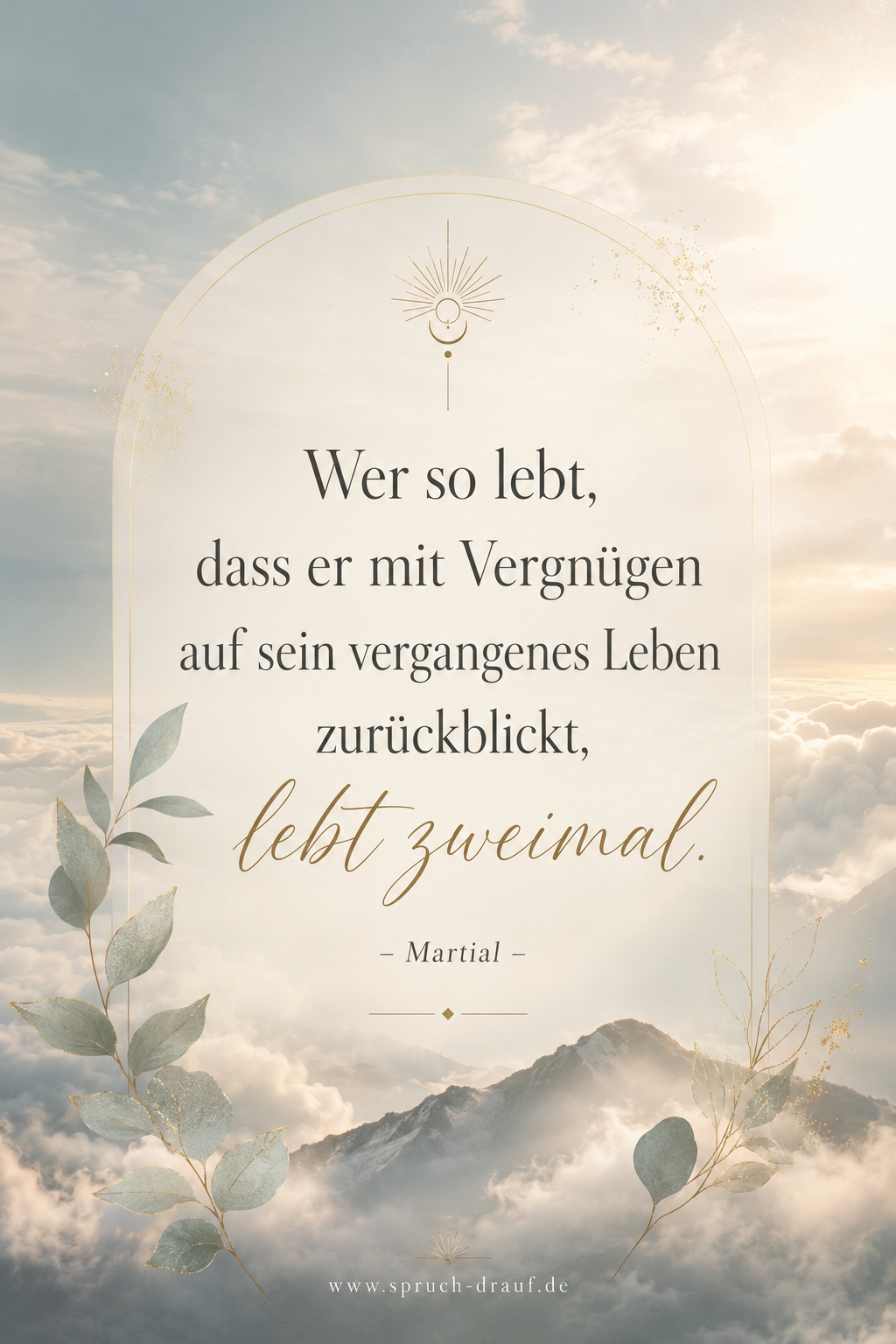 Motivierender Spruch über ein erfülltes Leben und positive Rückschau