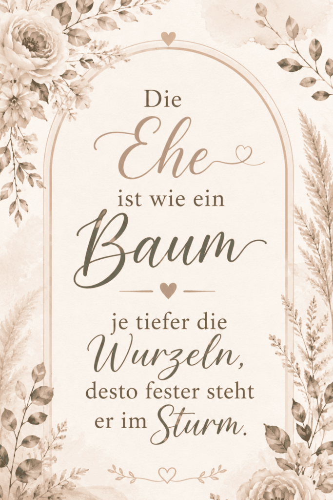 Hochzeitsspruch über die Ehe als Baum mit tiefen Wurzeln und Halt im Sturm