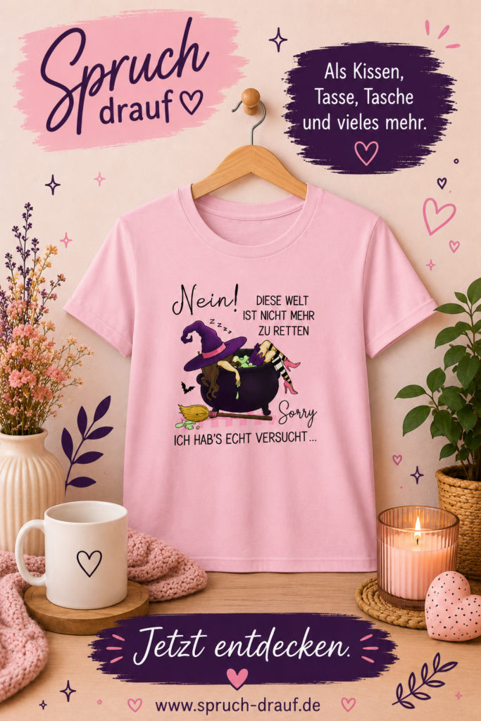 T-Shirt mit lustigem spirituellem Hexen-Spruch Diese Welt ist nicht mehr zu retten