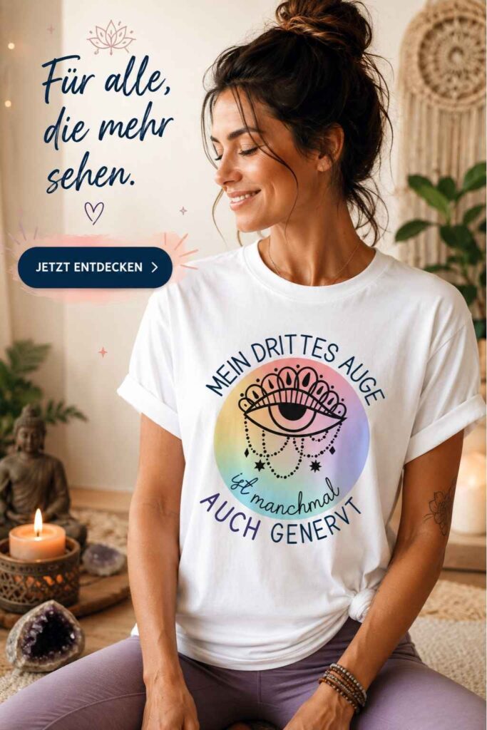 Produktbild des T-Shirts mit lustigem Spruch. Mein drittes Auge ist manchmal auch genevt.