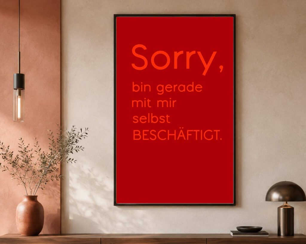 Minimalistisches Selbstliebe Poster in Rot mit modernem Typografie Design