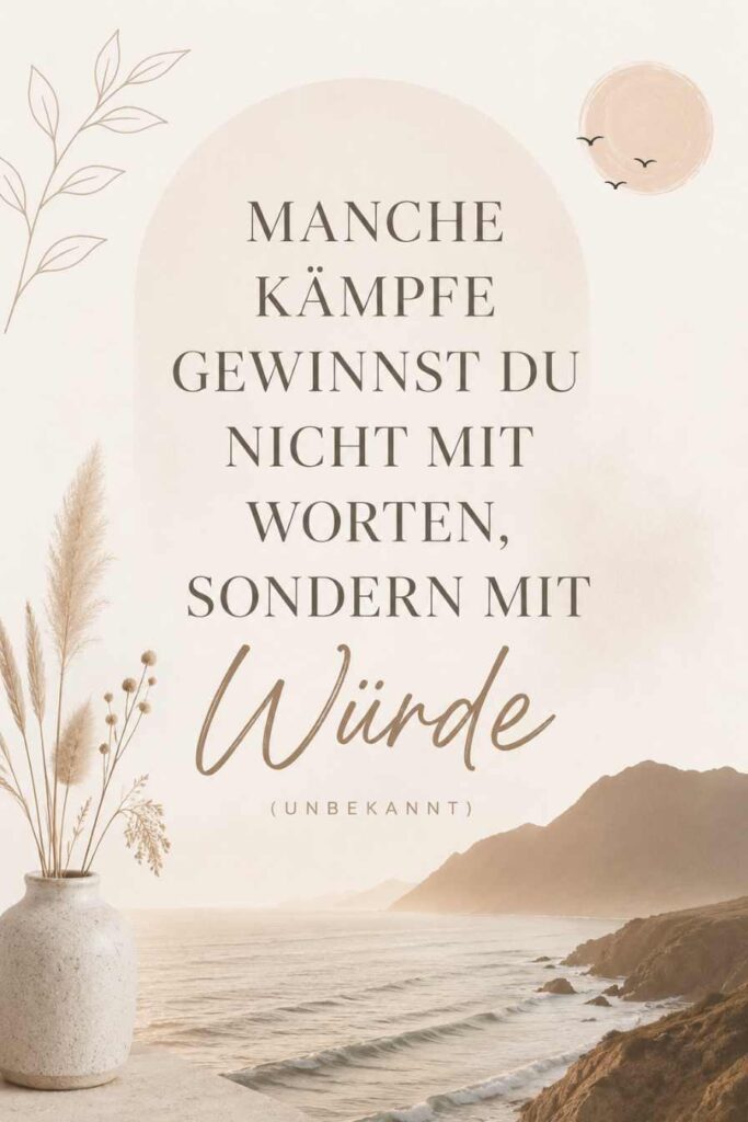 Mut machender Spruch über Würde, Respekt und innere Stärke