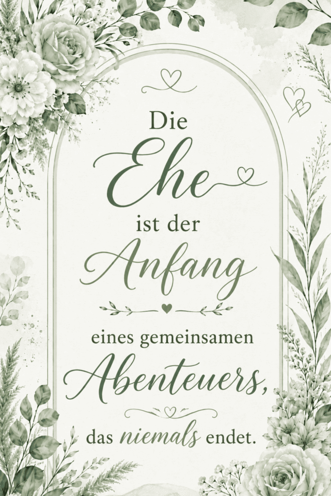 Klassischer Hochzeitsspruch über die Ehe als Anfang eines gemeinsamen Abenteuers